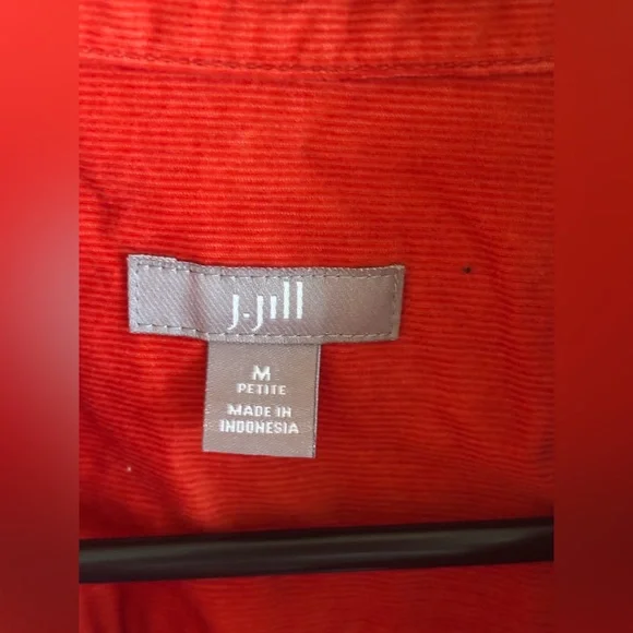 J.Jill Corduroy Tunic Top – Medium Petite – Orange Button-Front - Picture 4 of 9